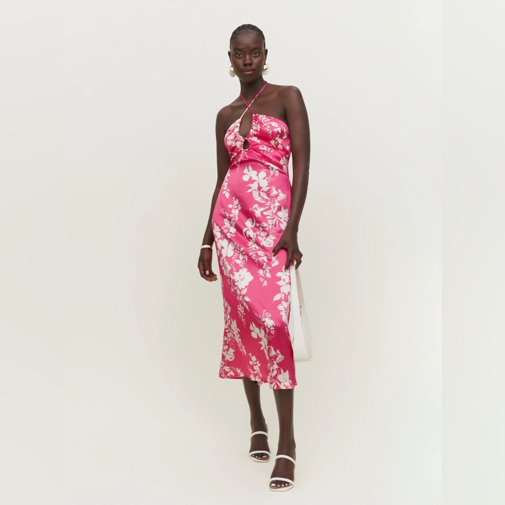 Reformation Antoni Silk Dress in Hothouse